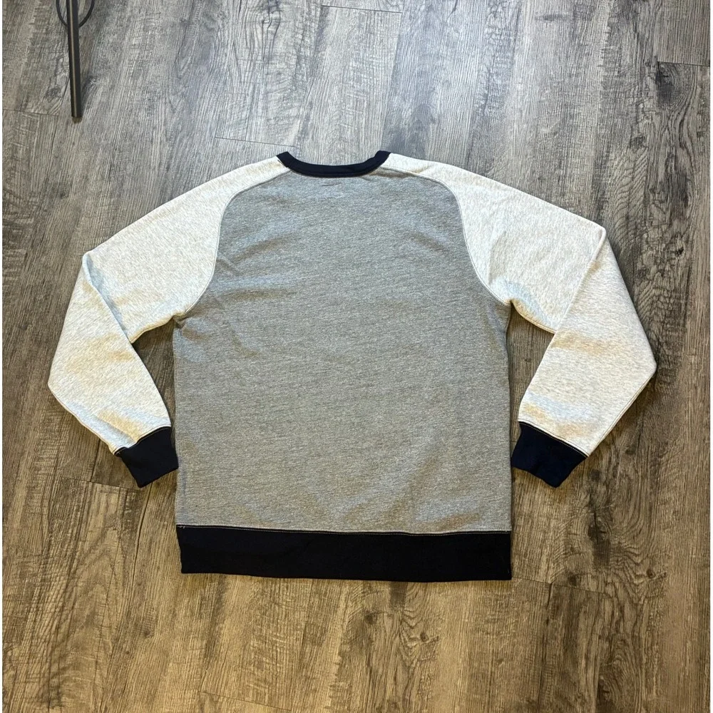 J. Crew Vintage Fleece Crewneck Colorblock Sweatshirt Grey Navy Blue Large